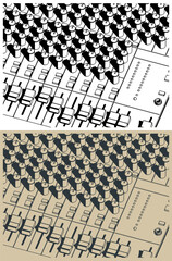 Professional audio mixer close-up illustrations