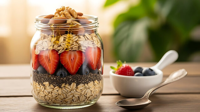Jar Layered Fruit Yogurt Parfait with Oats