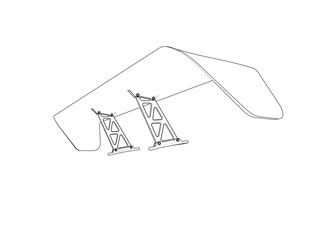 Fototapeta premium Wireframe Depiction of a luxury supercar's active rear spoiler mechanism. This Technical Drawing uses Simple Line Art and is an Outline Illustration in Monochrome style, suitable for automotive