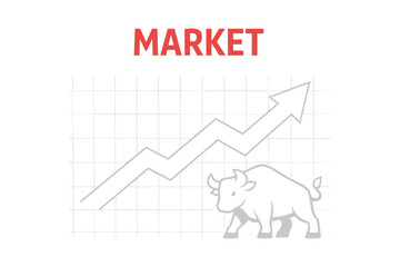 Obraz premium Bull market concept with upward trend arrow and graph background