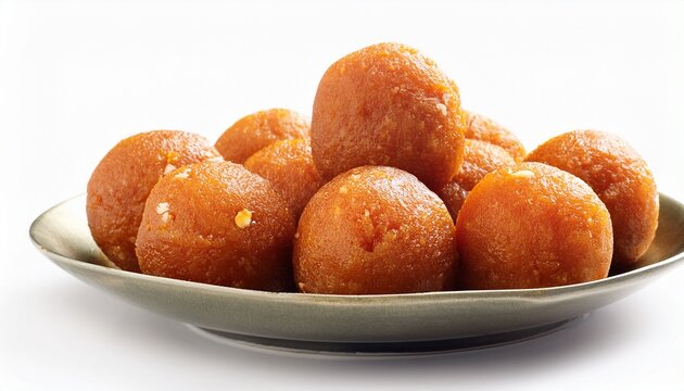 Plate Of Laddu Laddoo Or Ladoo Isolated White Background