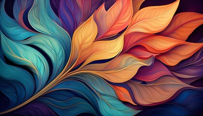 abstract leaf with flowing colors