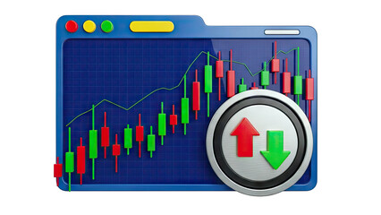 3D Candlestick Chart with Up and Down Arrows
