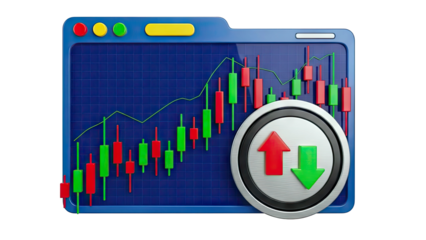 3D Candlestick Chart with Up and Down Arrows