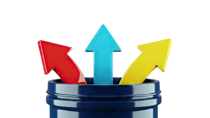 Three Arrows Pointing Upwards from a Container