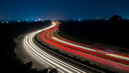 Night highway light trails