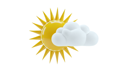 3D Sun and Cloud Icon