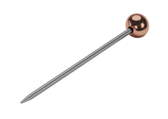 Copper thumbtack with silver pin pushpin copper head isolated on a transparent background