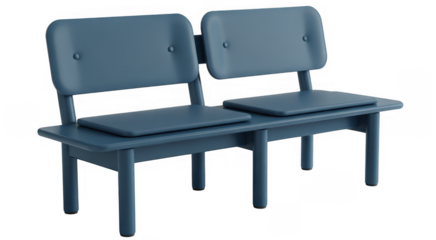 Blue double seat bench furniture isolated on a transparent background
