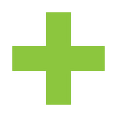 Fototapeta premium Green plus icon, cross icon. Green plus, cross sign, medical math symbol logo.