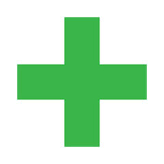 Obraz premium Green plus icon, cross icon. Green plus, cross sign, medical math symbol logo.