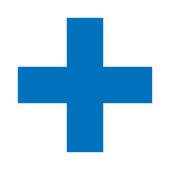 Obraz premium Blue plus icon, cross icon. Blue plus, cross sign, medical math symbol logo.