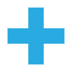 Obraz premium Blue plus icon, cross icon. Blue plus, cross sign, medical math symbol logo.