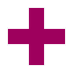 Obraz premium Pink plus icon, cross icon. Pink plus, cross sign, medical math symbol logo.