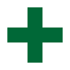 Obraz premium Green plus icon, cross icon. Green plus, cross sign, medical math symbol logo.