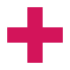 Fototapeta premium Pink plus icon, cross icon. Pink plus, cross sign, medical math symbol logo.