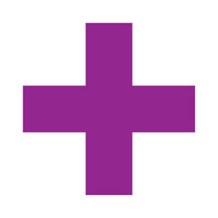 Obraz premium Purple plus icon, cross icon. Purple plus, cross sign, medical math symbol logo.