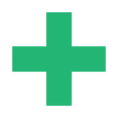 Obraz premium Green plus icon, cross icon. Green plus, cross sign, medical math symbol logo.