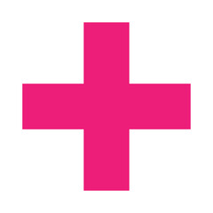 Obraz premium Pink plus icon, cross icon. Pink plus, cross sign, medical math symbol logo.