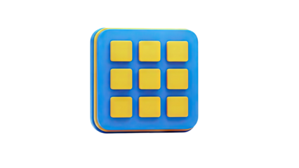 3D Rendering of a Blue and Orange Grid Icon