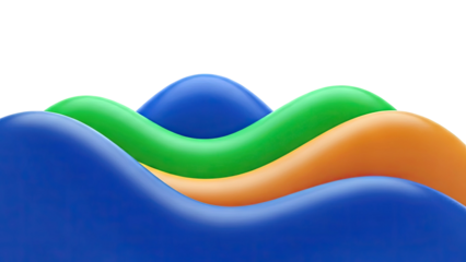 Abstract Wavy Shapes in Blue, Green, and Orange