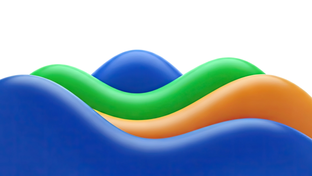 Abstract Wavy Shapes in Blue, Green, and Orange - Powered by Adobe