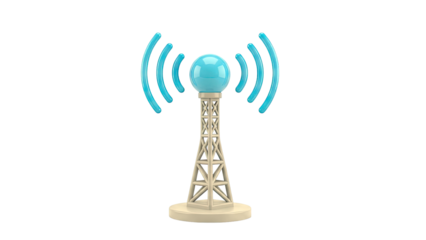 3D Rendering of a Wifi Tower with Signal Waves
