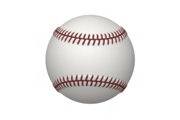 White baseball with red stitching sports game isolated on a transparent background