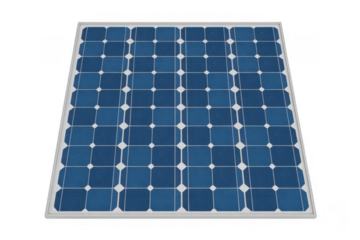 Solar panel with blue cells and white grid renewable energy isolated on a transparent background