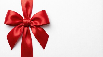 red satin ribbon bow decoration on white background for holiday gift wrapping
