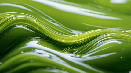 Thick green liquid forming smooth waves for eco branding and wellness visuals