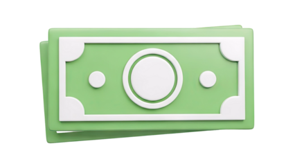 Stylized 3D Green Banknotes with White Design