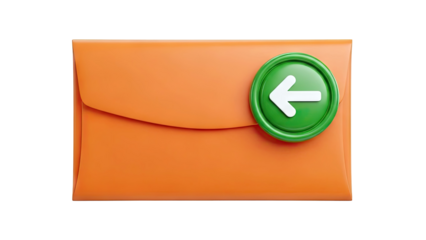 Orange Envelope with Green Back Arrow Icon