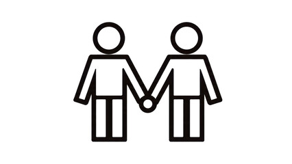 Gay couple icon holding hands outline