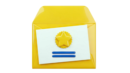 Yellow Envelope with Star and Lines