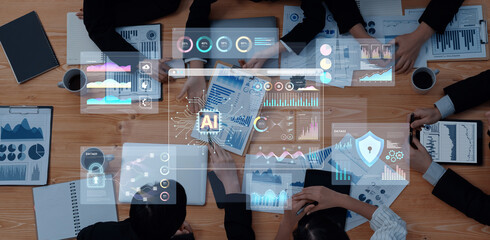 An Artificial Intelligence platform for business intelligence. The dashboard shows advanced data analytics, predictive modeling, and security monitoring through various visualizations. Fermion