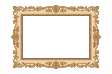 Ornate gold frame border decoration isolated on a transparent background