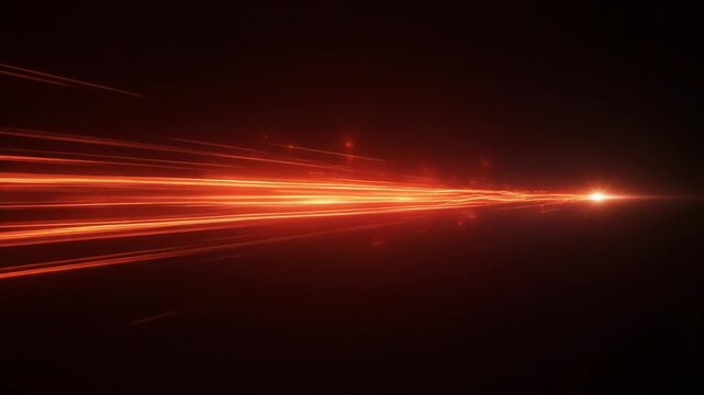 Abstract space background of bright orange fire and glowing light motion with red flame explosion and speed blur on a dark night road sky