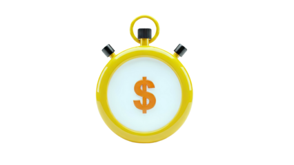 Yellow Stopwatch with Dollar Sign