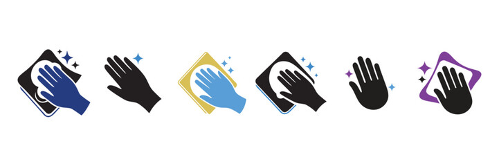 Obraz premium Clean Laundry Wash Symbol Icon Set Vector Isolated on White Background