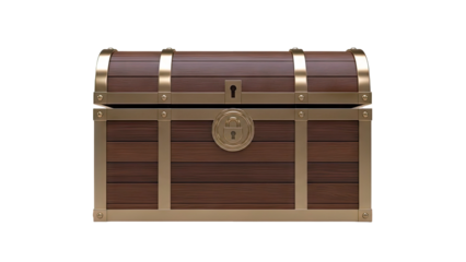 Wooden Treasure Chest with Brass Fittings and Lock