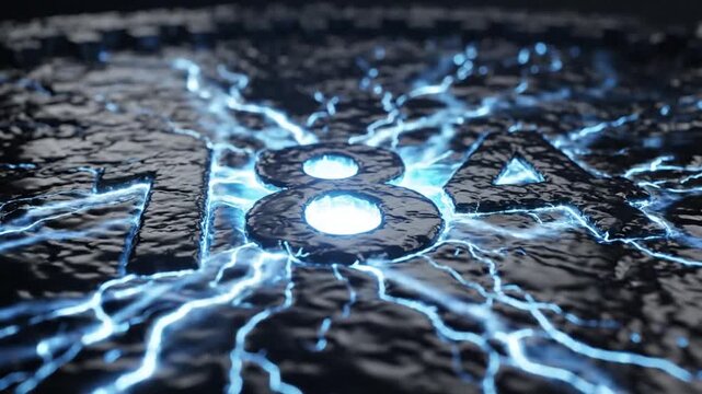 Abstract 3D Rendered Number 784 with Glowing Blue Light