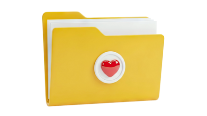 Yellow Folder with Red Heart Icon