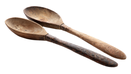 Rustic, carved wooden spoons