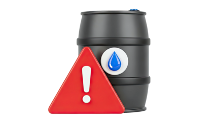 Warning Sign with Oil Barrel and Water Drop