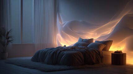 Discover sleep optimization in a cozy bedroom with soft light and comfortable textures for a modern lifestyle experience