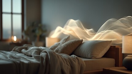 Sleep optimization in a cozy bedroom with warm light and soft textures for a better night experience