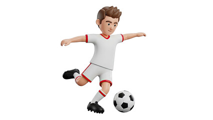 Fototapeta premium 3D Cartoon Soccer Player Kicking a Ball