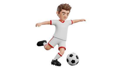 3D Cartoon Soccer Player Kicking a Ball