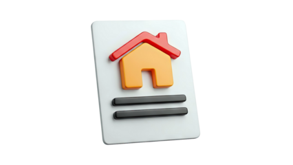3D House Icon on Document